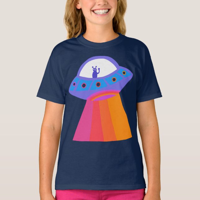 T-shirt Charme Espace Aliens Martiens UFO mignon (Devant)