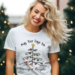 T-shirt Charme vintage Arbre de Noël Joyeux et lumineux