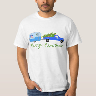 T-shirt Charming Christmas Camper Vintage Trailer RV Xmas