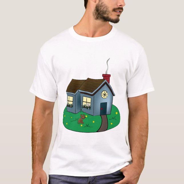 T-shirt Charming Cottage Style House with Garden (Devant)