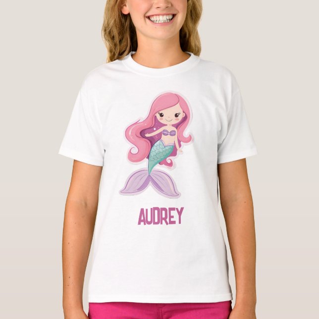 T-shirt Charming magret Pastel Mermaid avec nom enfant (Devant)
