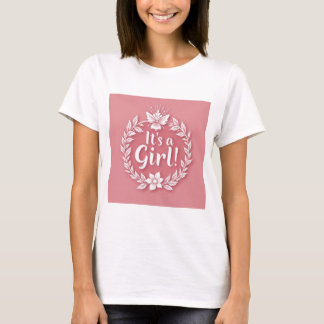 T-shirt Charming Pink Gender Reveal Logo for Girls