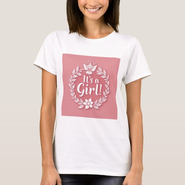 T-shirt Charming Pink Gender Reveal Logo for Girls (Devant)