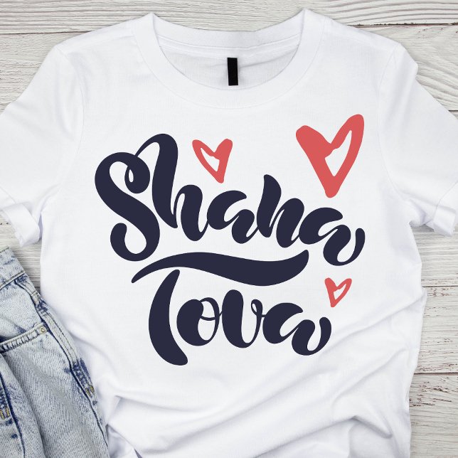 T-shirt Charming Shana Tova avec les coeurs (Créateur téléchargé)