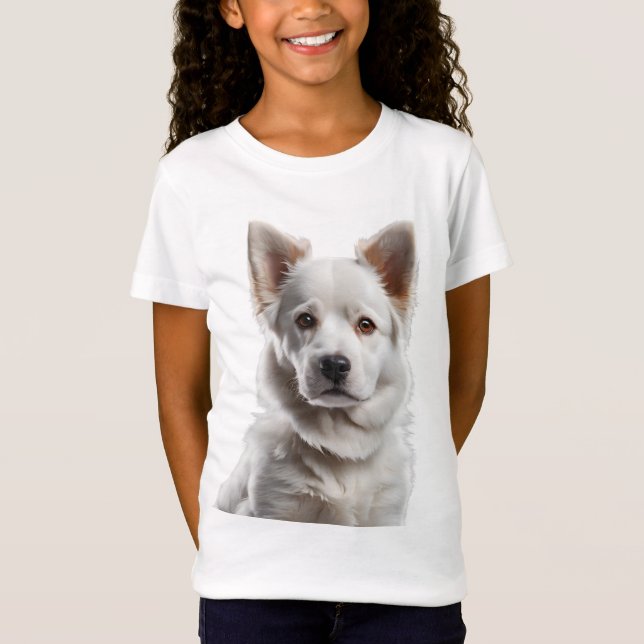 T-Shirt Charming White Shepherd Puppy Portrait (Devant)