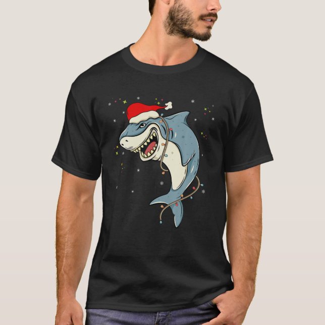 T-shirt Charny Shark Père Noël Hommes Femmes Pyjama pour e (Devant)