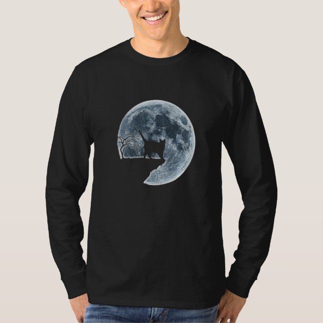 T-shirt Chartreux Costume Halloween Lune Silhouette (Devant)