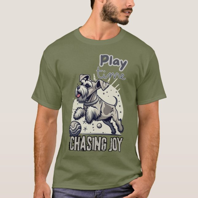 T-shirt Chasing Joy : Happy Grey Pup in Motion (Devant)