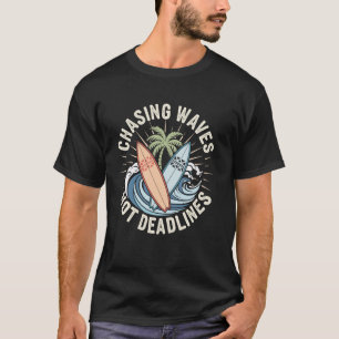 T-shirt Chasing Waves Pas De Délais Funny Surfeur S