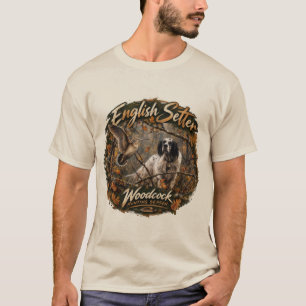 T-shirt Chasse à la bécasse avec un Setter Anglais ,Art