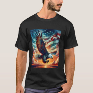 T-shirt Chasse À L'Aigle Bald Avec Drapeau Dans Le Sleeve 