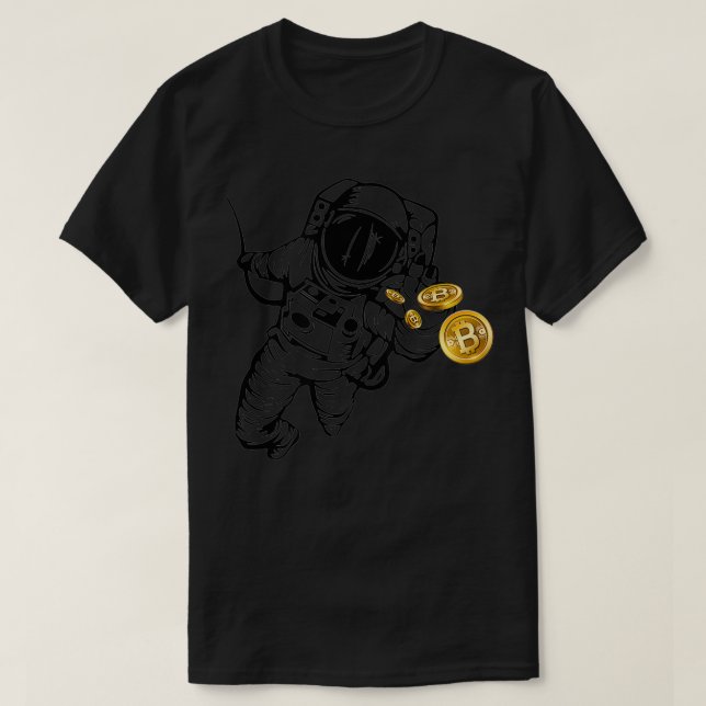 T-shirt Chasse À L'Astronaut Bitcoin Atteindre Pour Crypto (Design devant)