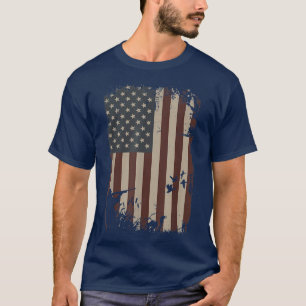 T-shirt Chasse au canard Drapeau américain Chasseur Vintag