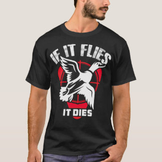 T-shirt Chasse au canard S'il vole Il meurt noir labrador
