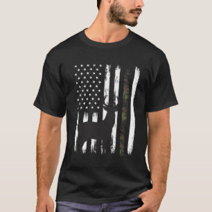 T-shirt Chasse au cerf blanc Chasseur Buck Camo Américain