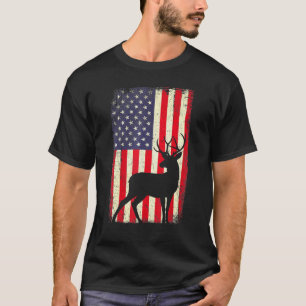 T-shirt Chasse au cerf Chasseur de drapeau Vintage américa