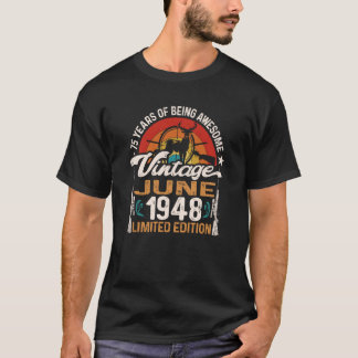 T-shirt Chasse au cerf de 75 ans Né juin 1948 75t