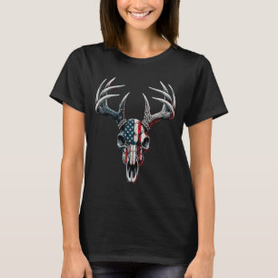 T-shirt Chasse Au Cerf De Virginie - Drapeau Américain Sur