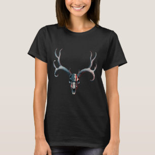 T-shirt Chasse Au Cerf Mule - Drapeau Américain Sur Crâne 