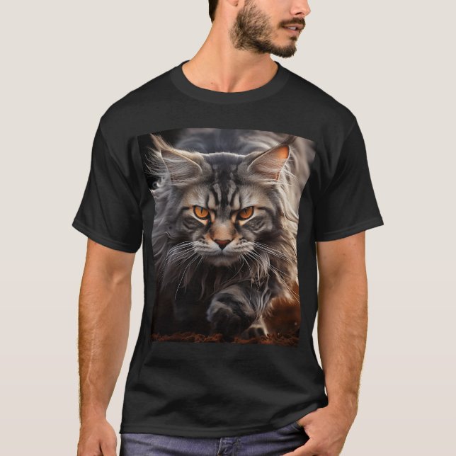 T-shirt Chasse au chat au coon du Maine (Devant)