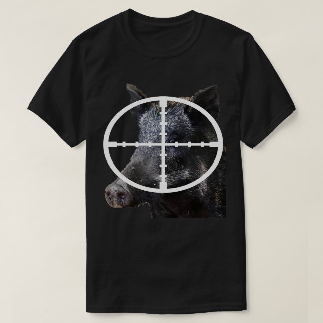 T-shirt Chasse Au Cochon Sauvage Boar Dans Le Champ Vector (Design devant)