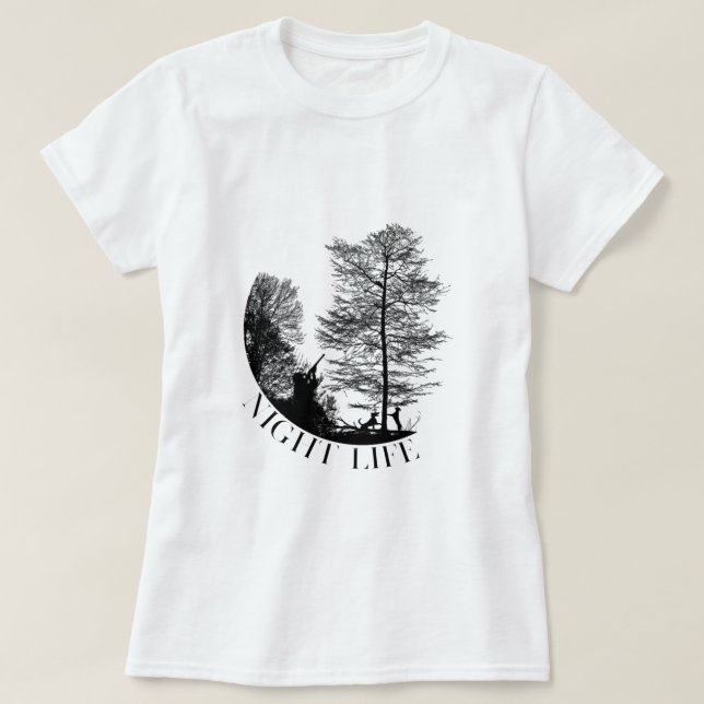 T-shirt Chasse au coon Vie nocturne - Raccoon Chasseur chi (Design devant)