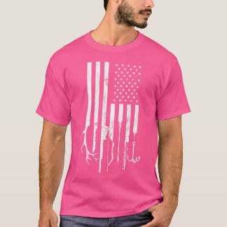 T-shirt Chasse au drapeau américain Fête des pères de pêch