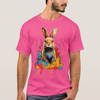 T-shirt Chasse au lapin peint de couleur artistique