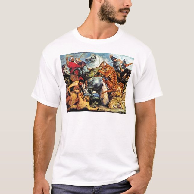 T-shirt Chasse au lion et au tigre par Paul Rubens (Devant)