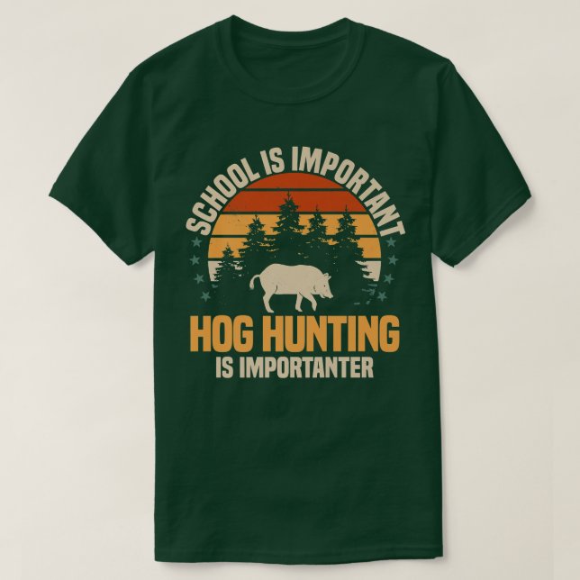 T-shirt Chasse au porc Boar Feral Pig Hunter Huntsman Prem (Design devant)