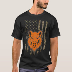 T-shirt Chasse au sanglier Chasseur de porcs Drapeau amér