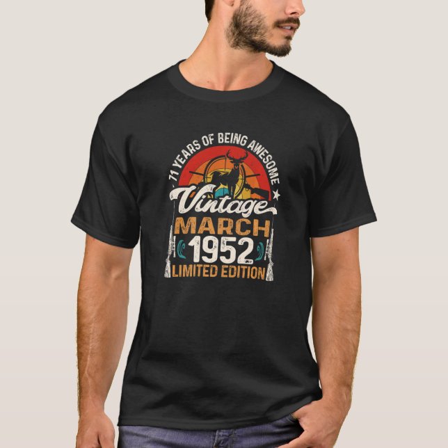 T-shirt Chasse aux cerfs de 71 ans Mars 1952 71e B (Devant)
