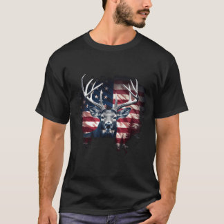 T-shirt Chasse aux cerfs Drapeau américain Chasseur patrio