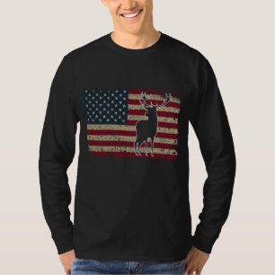 T-shirt Chasse aux cerfs Drapeau américain USA Fier chasse