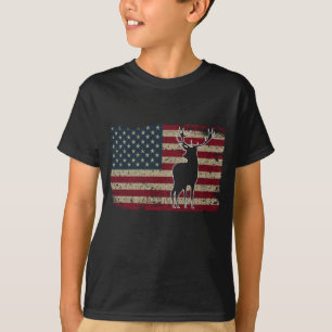 T-shirt Chasse aux cerfs Drapeau américain USA Fier chasse