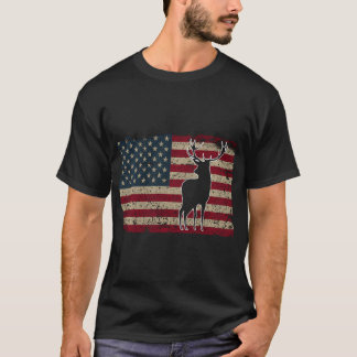 T-shirt Chasse aux cerfs Drapeau américain Usa Fière Chass