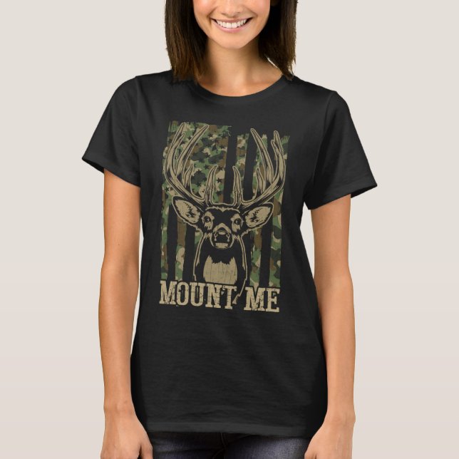 T-shirt Chasse aux cerfs Mont-Me Camo Chasseur de drapeau  (Devant)