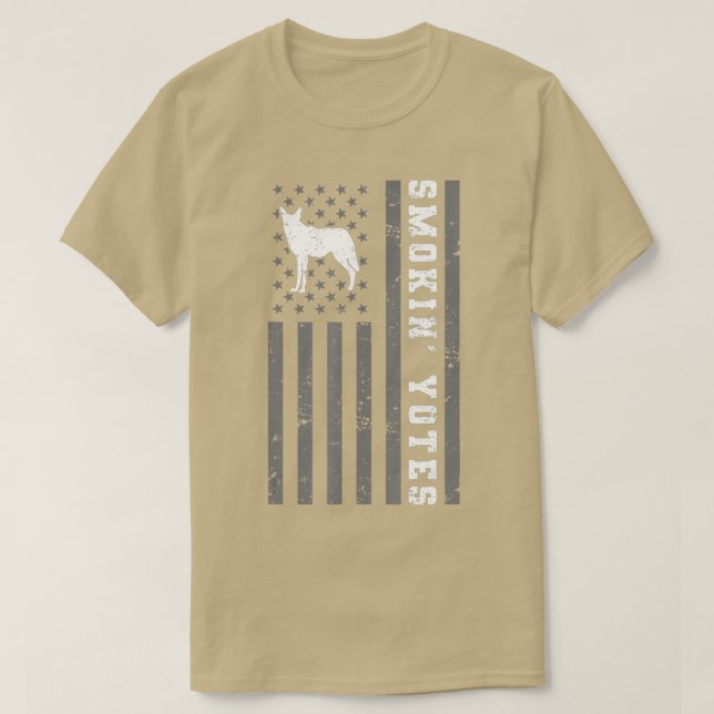 T-shirt Chasse aux coyotes Yotes fumants (Design devant)