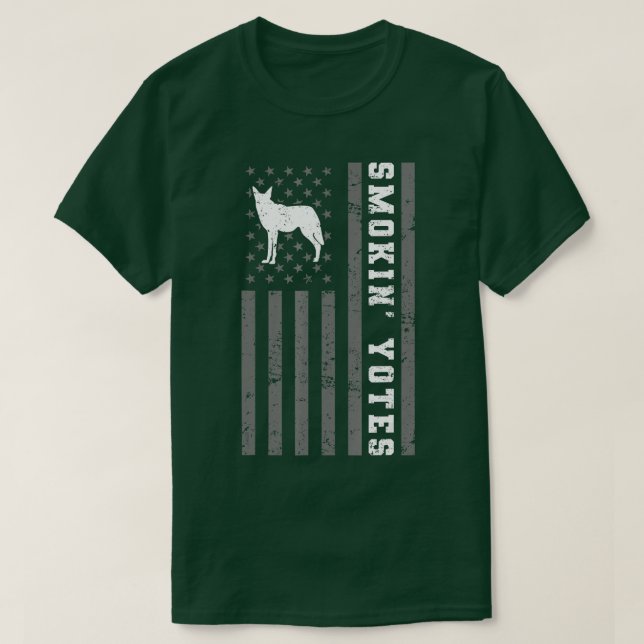 T-shirt Chasse aux coyotes Yotes fumants (Design devant)