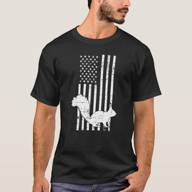 T-shirt Chasse aux écureuils US Drapeau Chasseur d'écureui (Devant)