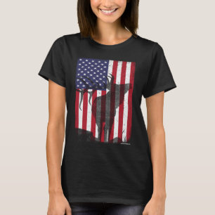T-shirt Chasse aux élans Bugling Bull US Drapeau American 