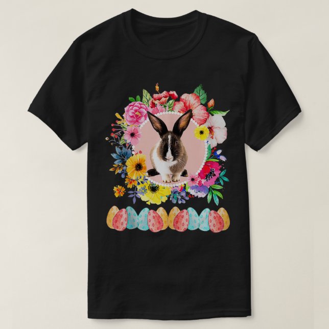 T-shirt Chasse aux oeufs de lapin de Pâques Rabbit réalist (Design devant)