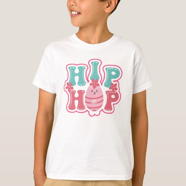 T-shirt Chasse aux oeufs de lapin mignon Hip hop Bonne Pâq (Devant)