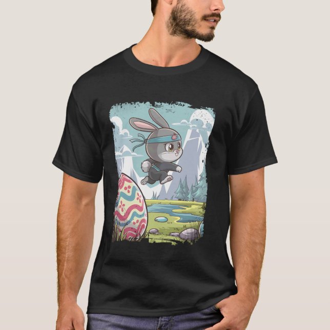 T-shirt Chasse aux œufs de lapin ninja de Pâques (Devant)
