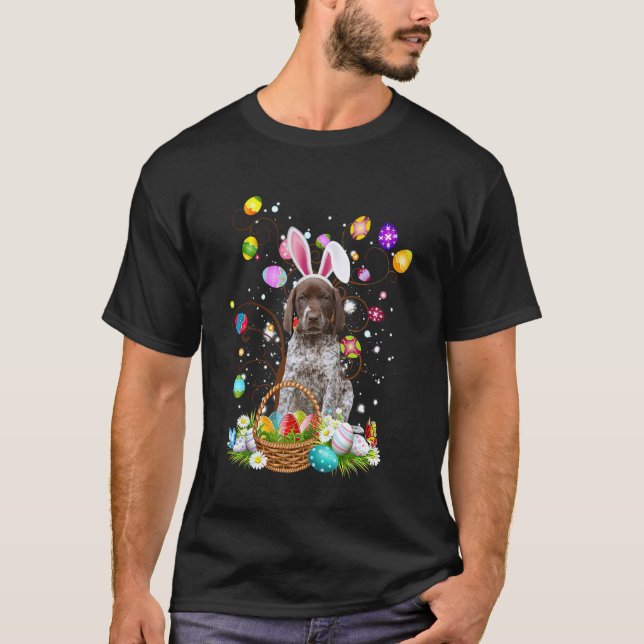 T-shirt Chasse aux œufs de Pâques avec un chien Pointer al (Devant)