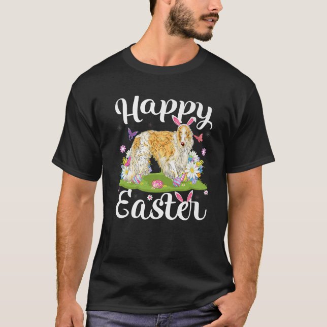 T-shirt Chasse aux oeufs de Pâques Borzoi Chien Chasse aux (Devant)