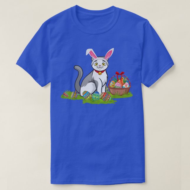T-shirt Chasse aux oeufs de Pâques Bunny Écossais Chat Pâq (Design devant)