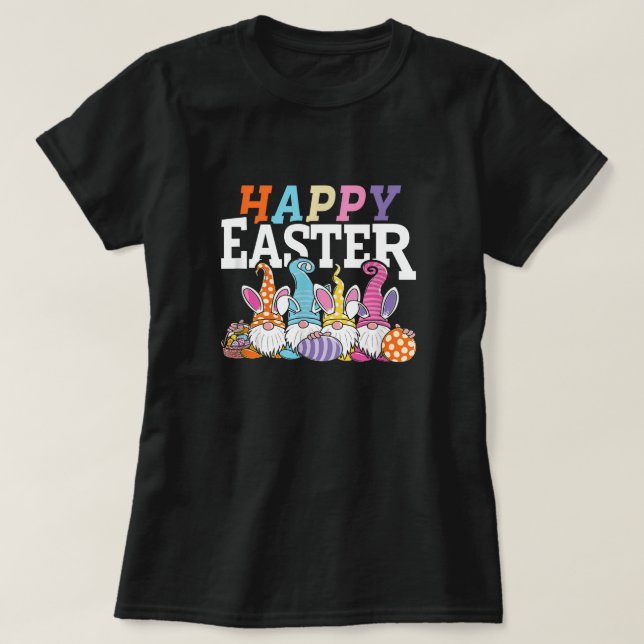 T-shirt Chasse aux oeufs de Pâques Bunny printemps Gnome d (Design devant)
