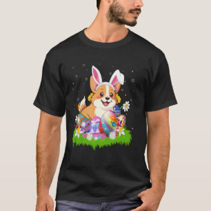 T-shirt Chasse aux œufs de Pâques Chien Corgi Lapin Oreill