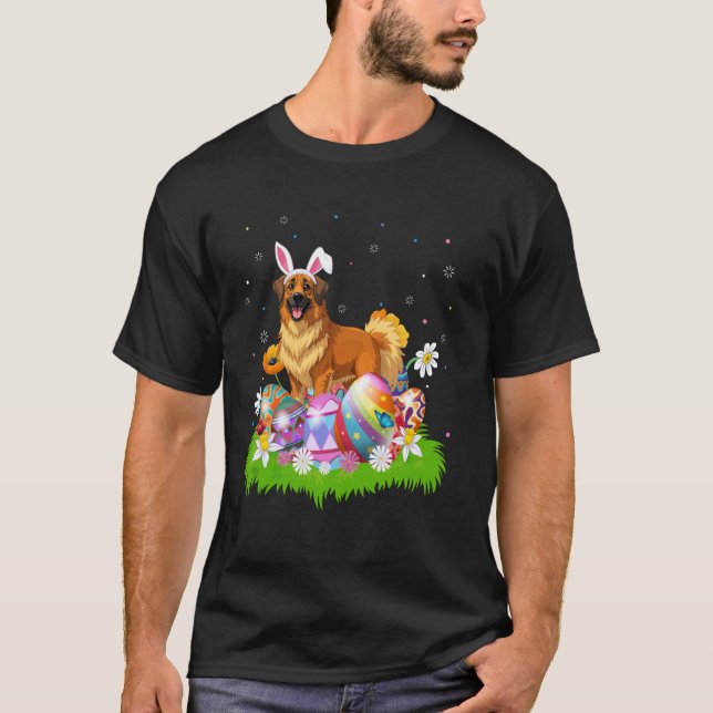 T-shirt Chasse aux œufs de Pâques de chien Leonberger Lapi (Devant)